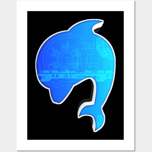 Futuristic Blue Dolphin Posters and Art